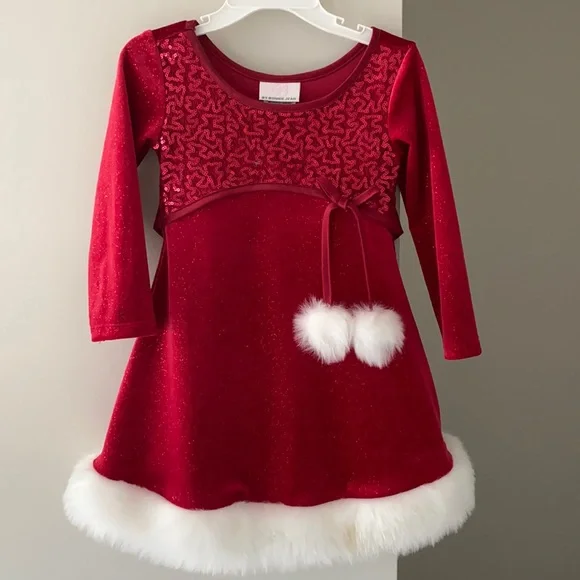bonnie jean christmas dress Bonnie Jean Christmas Holiday Velvet Drop Waist Dress Girls 2T-16